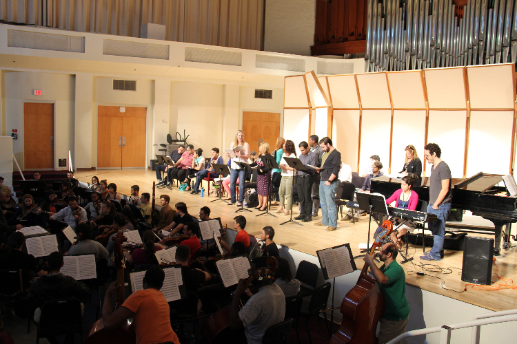 The FIU Opera Workshop rehearses  with the FIU Symphony