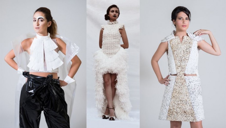 First-, Second-, and Third-Place Winners of the 3rd Annual Eco Couture Recycling Fashion Show